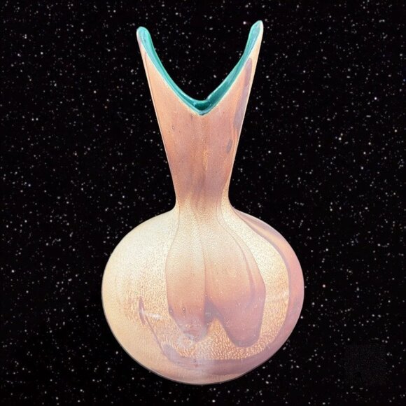 1950s PINE SCENTED POTTERY Marbled Vase Mid Century Ceramic Green Inside VTG - Picture 1 of 10